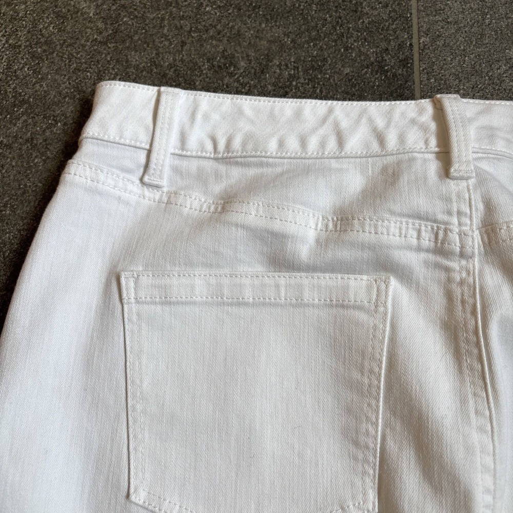 Talbots Size 10 White Denim Skirt 5 Pocket 3/4 Length Cotton Blend Front Slit - Picture 14 of 16